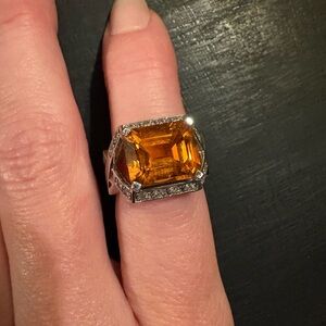 Elegant Silver and Orange Gemstone Ring